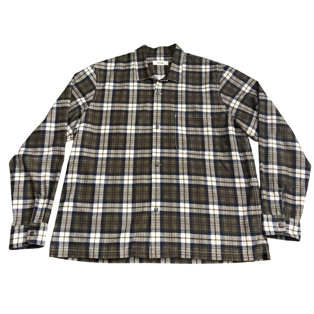 Buck Mason Mens XX-Large Plaid Button Down Shirt Olive Navy NWOT XXL qq33 - Picture 1 of 9